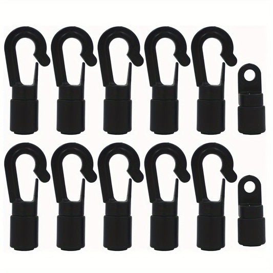 12pcs Bungee Shock Cord Hook Open End Hooks Plastic Rope Terminal Ends Hooks