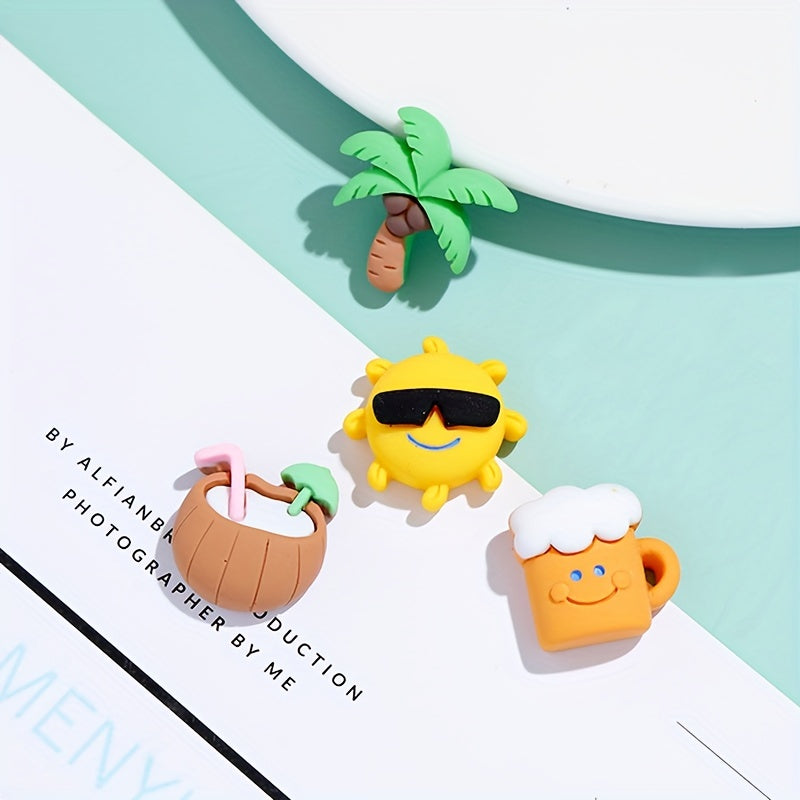 10pcs Beach Series Push Pins - Coconut Tree & Sun Office Decor