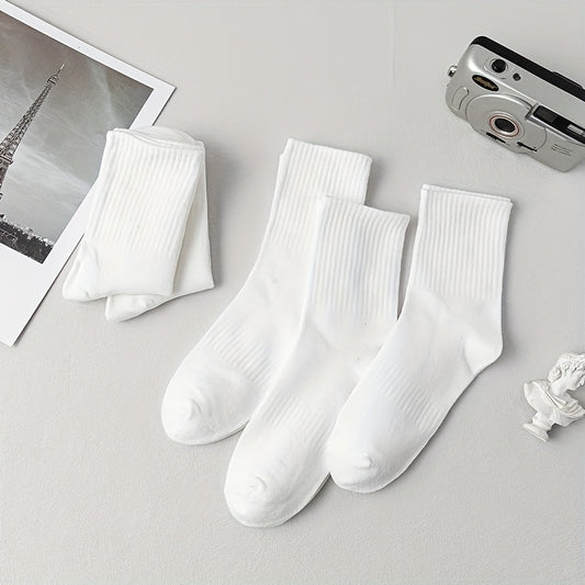 5 Pairs Solid Socks for Women Comfy & Breathable Stockings