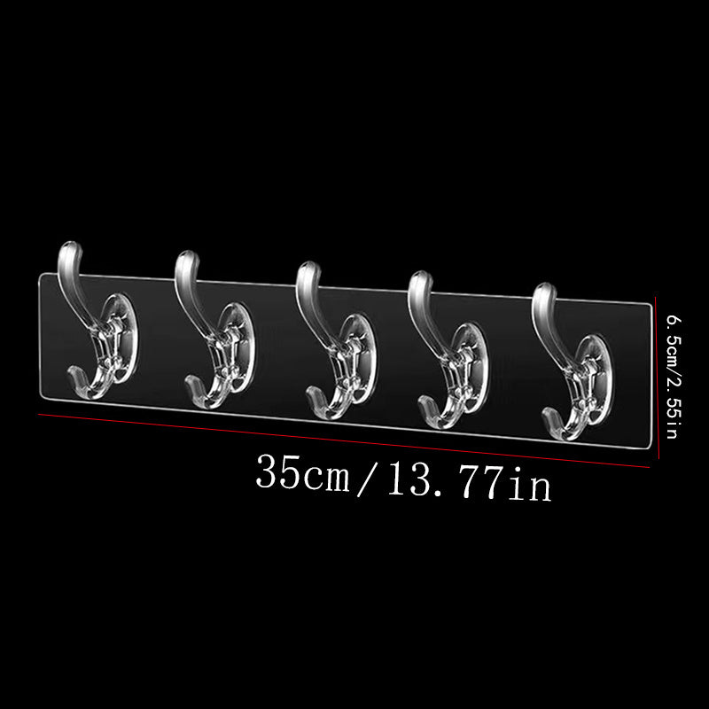 Waterproof Acrylic Row Hook with 1 3 5 6 Hooks Nail Wall Mounted Towel Hook
