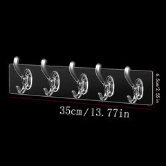 Waterproof Acrylic Row Hook with 1 3 5 6 Hooks Nail Wall Mounted Towel Hook