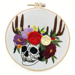 3D Embroidery Kit Halloween Pumpkin Skull & Hoop DIY Gift