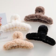 4pcs Plush Hair Claw Hair Clips Winter Styling Accessories Women Girls