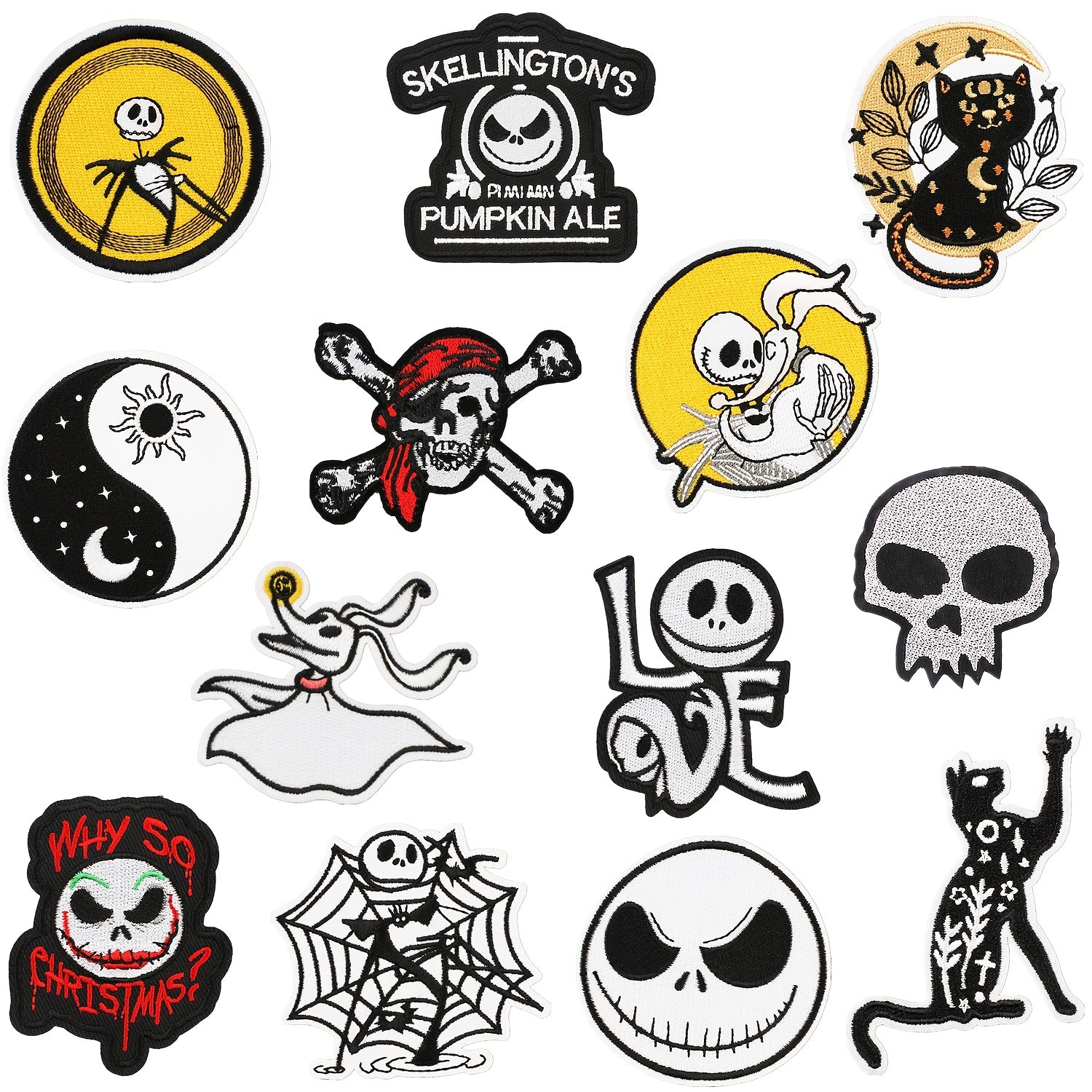 Halloween Embroidered Iron On Patches for Clothes Jackets Hats Bags Shoes