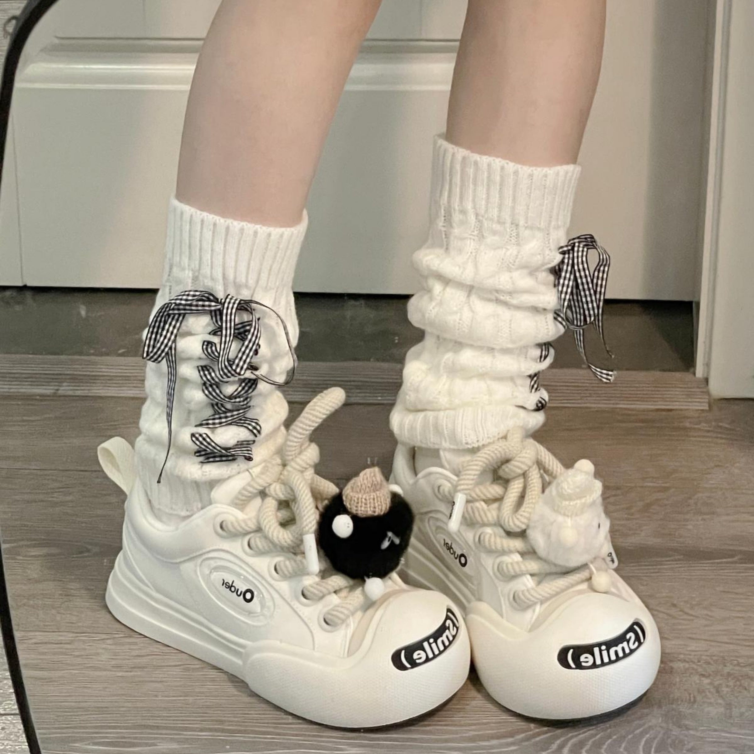 Cross Strappy Leg Warmers Knitted Socks Women Stockings
