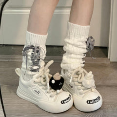 Cross Strappy Leg Warmers Knitted Socks Women Stockings
