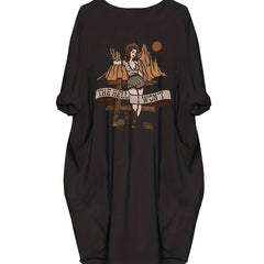  Cartoon Printed Long Sleeve Western Dress