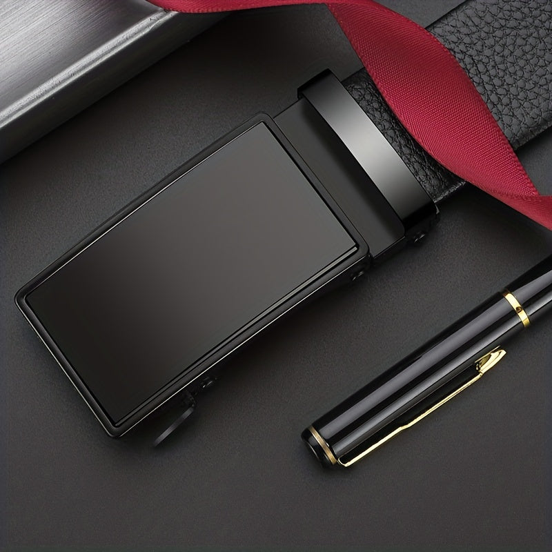 Men's PU Leather Belt Automatic Buckle Business Dress Accessory