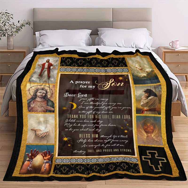 Prayer Flannel Blanket for Son - Blessings Gift