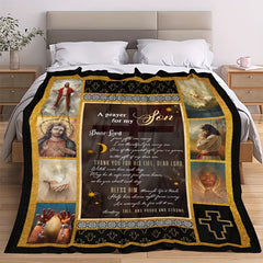 Prayer Flannel Blanket for Son - Blessings Gift