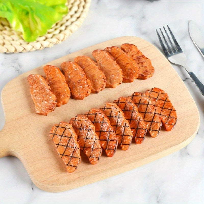 2pcs Realistic Grill Marked Steak Mockups for Restaurant Party Pranks