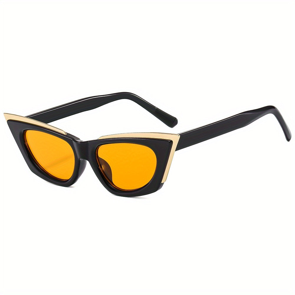 Cat Eye Sunglasses Men Hip hop Metal Pointed Model Runway Show Sunglasses