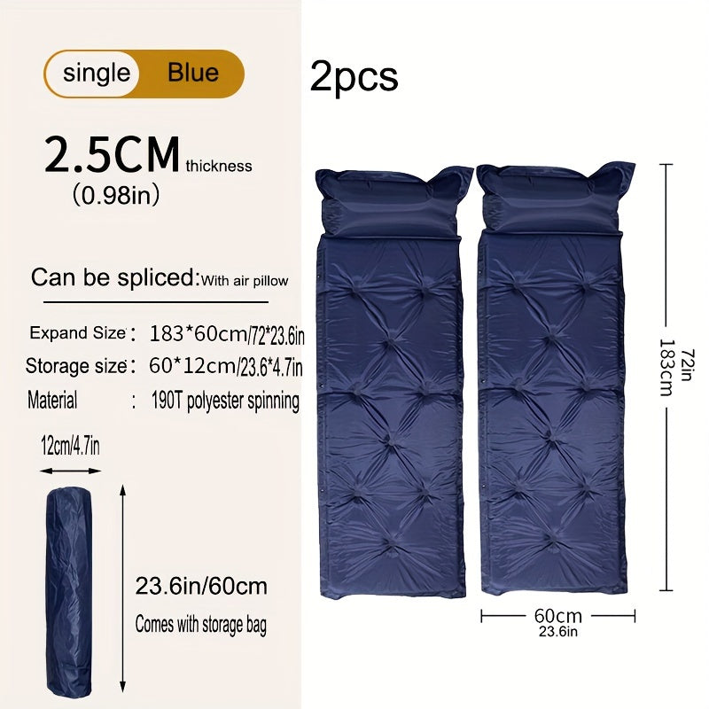 2pcs Camping Sleeping Pads Lightweight Mattress with Pillow for Backpacking