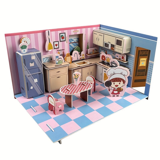 3D Model Kitchen Puzzles DIY Craft Toys for Kids