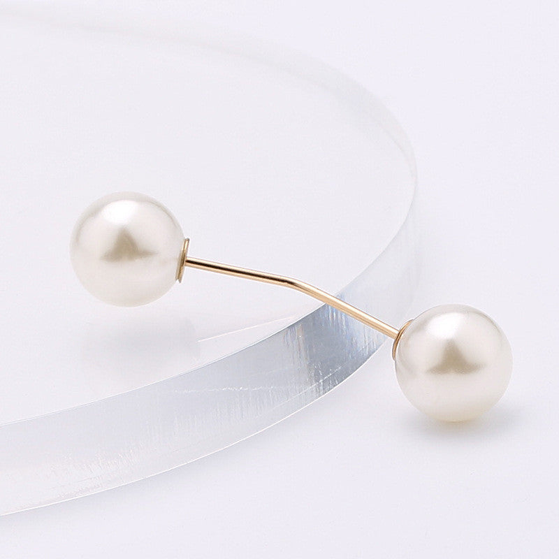 Faux Pearl Collar Clip Pin Women Clothes Brooch