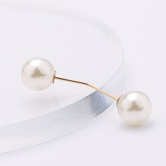 Faux Pearl Collar Clip Pin Women Clothes Brooch