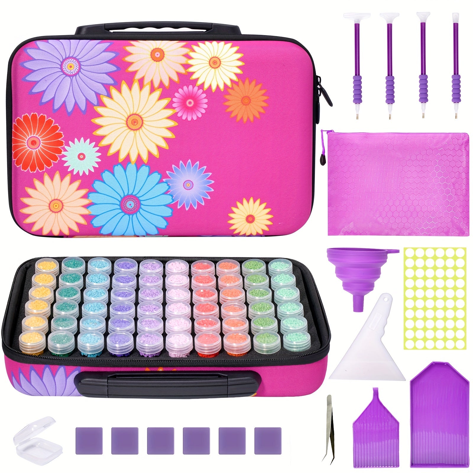 Diamond Painting Tools Organizer Kit with 60 Slots - Rhinestone Bead Storage