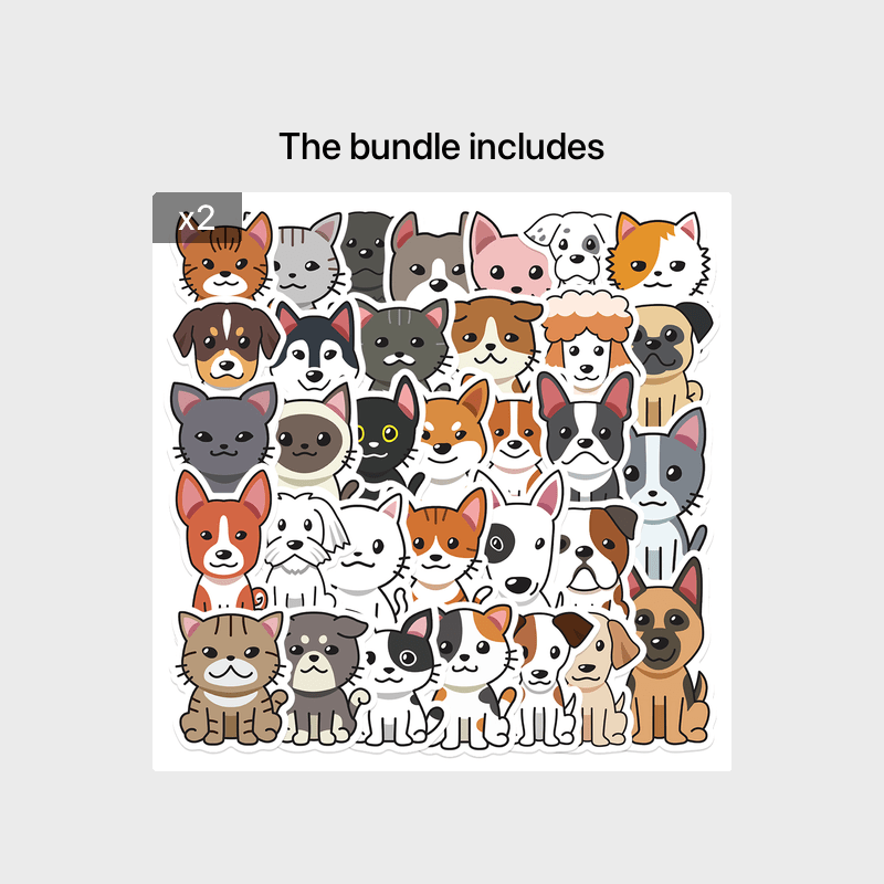 33Pcs Cartoon Cat And Dog Stickers Waterproof DIY Stickers