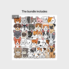 33Pcs Cartoon Cat And Dog Stickers Waterproof DIY Stickers