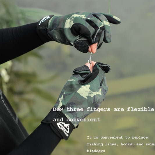 Warm Gloves for Outdoor Fishing Cycling Three Finger Flip Touch Screen Anti-Slip