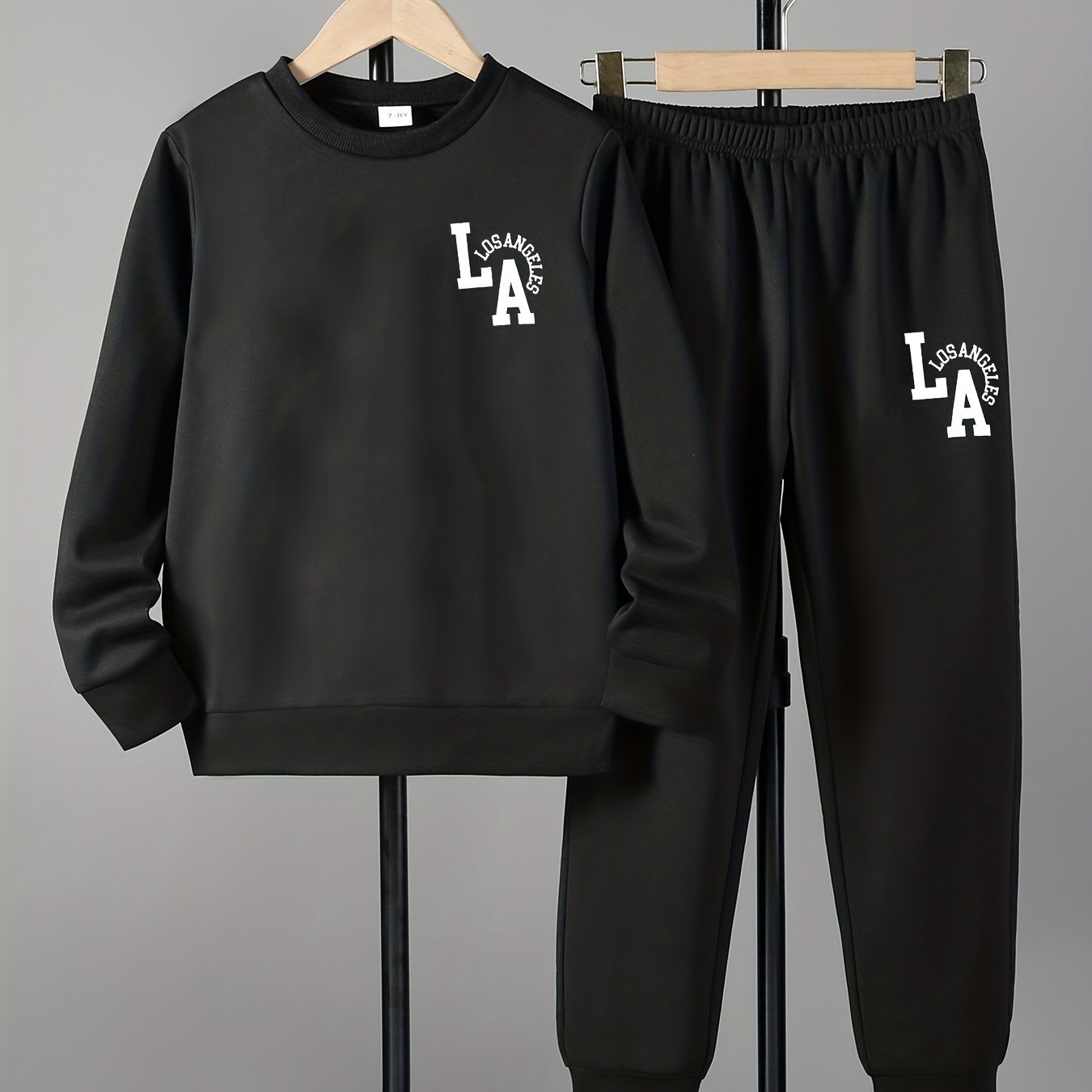 LOS ANGELES Boy's 2pcs Sweatshirt & Sweatpants Set Spring Fall