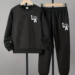 LOS ANGELES Boy's 2pcs Sweatshirt & Sweatpants Set Spring Fall