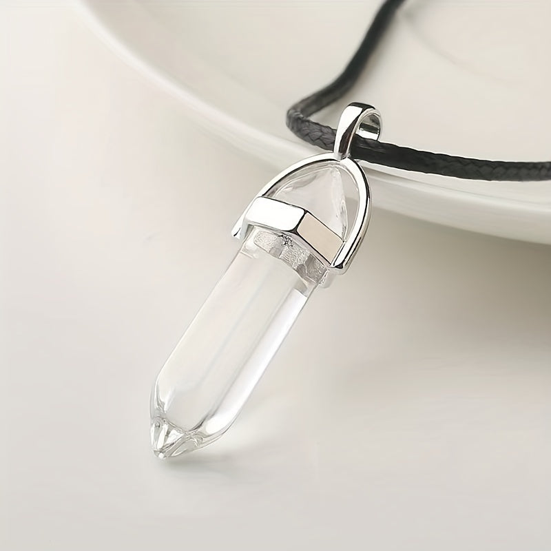 Crystal Hexagonal Column Necklace Pendant