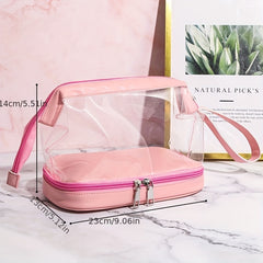 Waterproof Cosmetic Bag With Brush Holder Large Capacity Travel Clear Makeup Bag