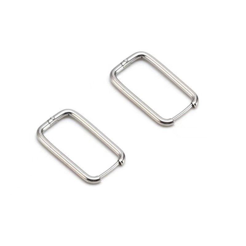 Rectangle Hoop Earrings 14K Plated Stainless Steel Women Earrings