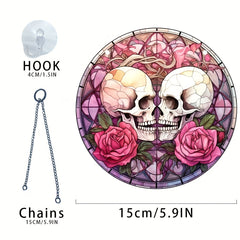 Halloween Acrylic Rose Couple Skull Window Decoration