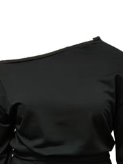  One Shoulder Crop Top & Wide Leg Pants Set