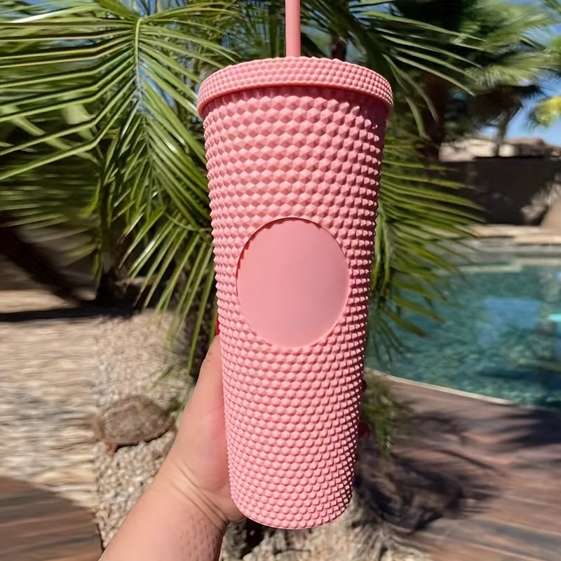 710ml Double Layer Plastic Water Bottle Large Capacity Creative Straw Cup