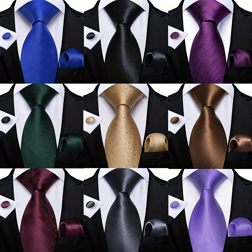 Silk Men's Tie Solid Color Necktie Set
