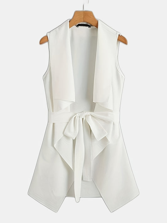 Solid Open Front Vest Casual Sleeveless Women's Clothing