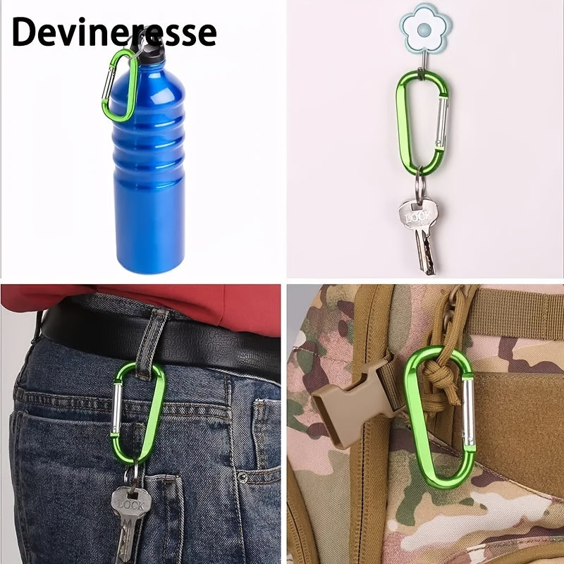 6pcs Carabiner Keychains with D Ring for Camping & Daily Use