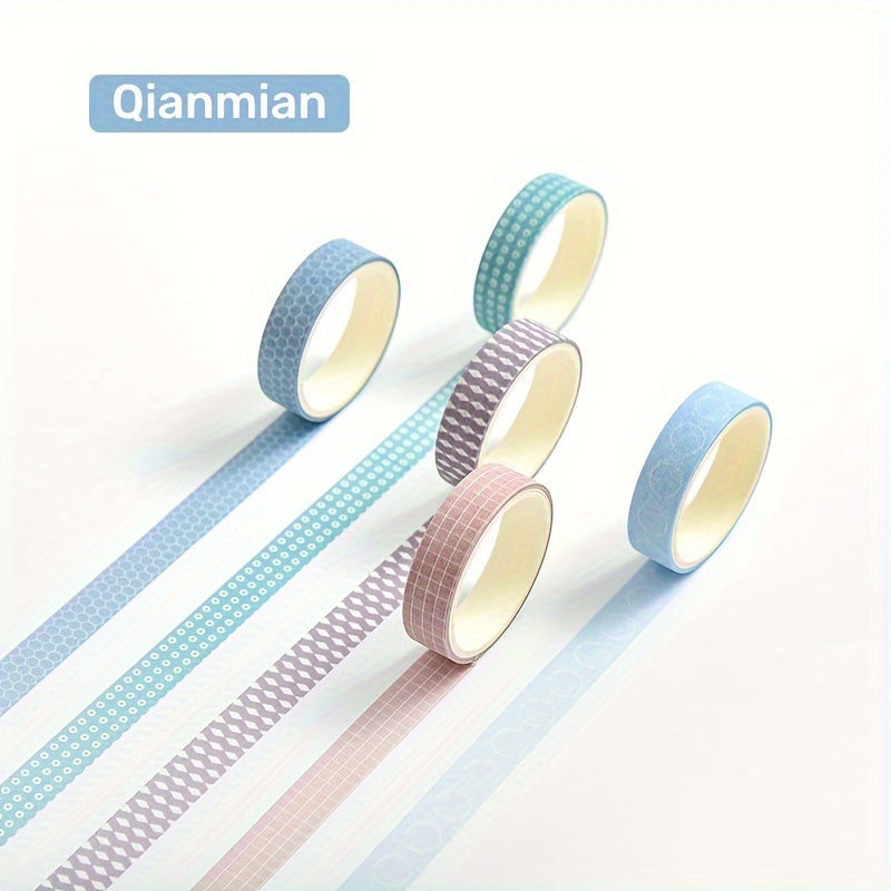 5 Rolls Washi Tape Set Decorative Scrapbook Tape 10mm Wide Colorful Style