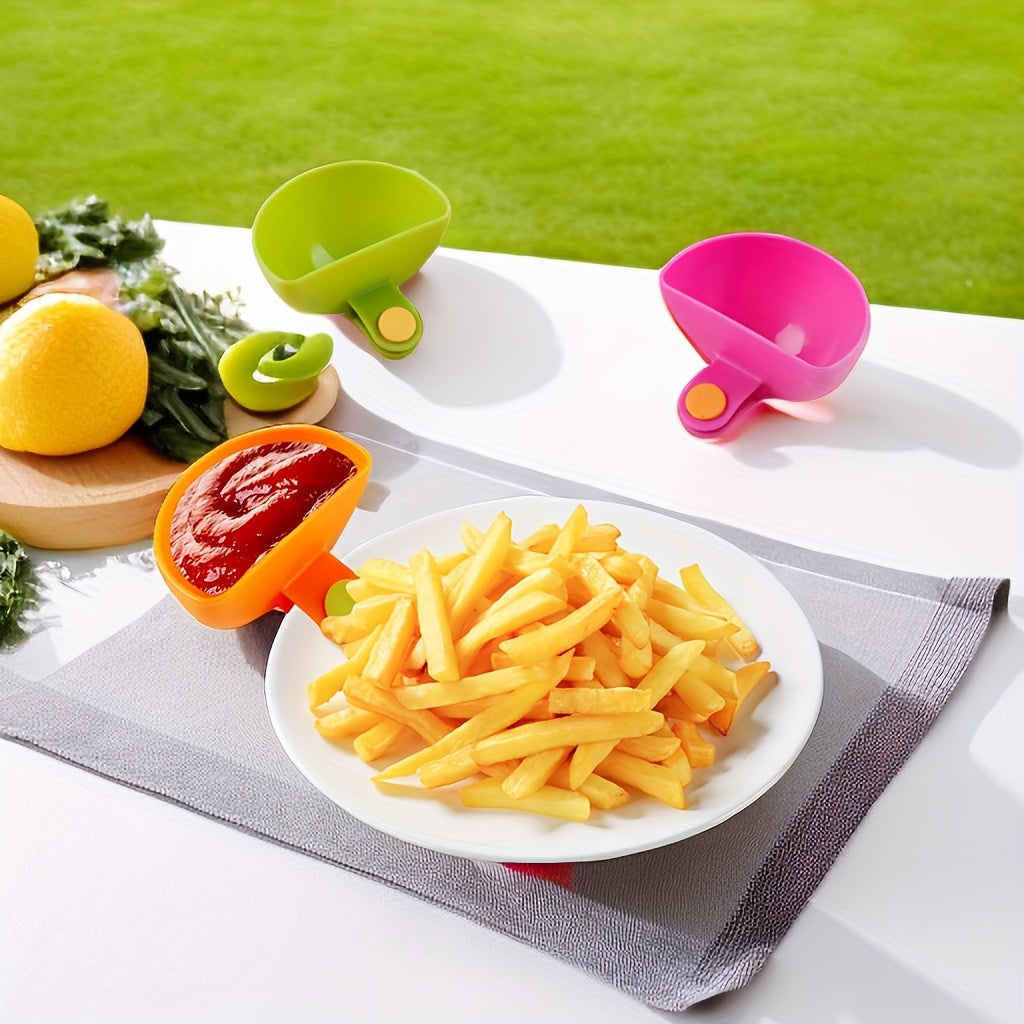 4pcs Colorful Dip Clip Bowl Plate Holders for Serving Sauces