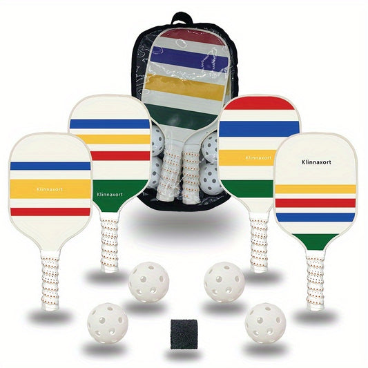 Pickleball Racket Set w/ 4 Rackets, 4 Balls, Handbag & Wipe