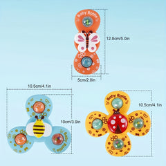3pcs Suction Cup Spinner Toys For Baby Sensory Learning Bath Toys