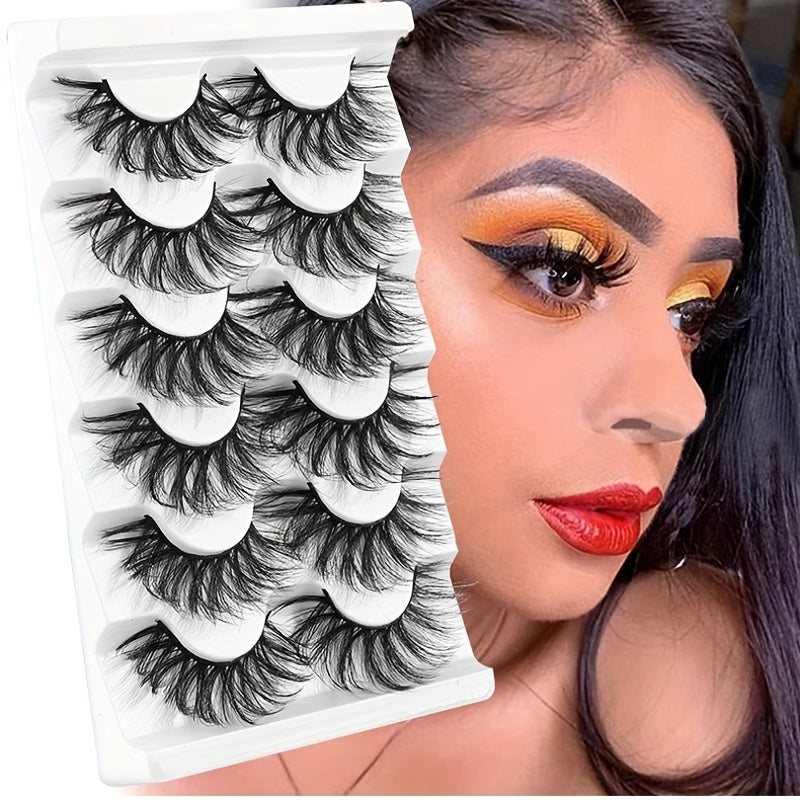 6 Pairs Natural Curling Mixed Style False Eyelashes 19 21mm Faux Mink Lashes