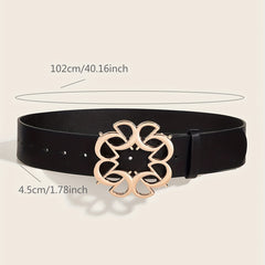 Hollow Out Buckle Belt PU Leather Wide Belt for Women