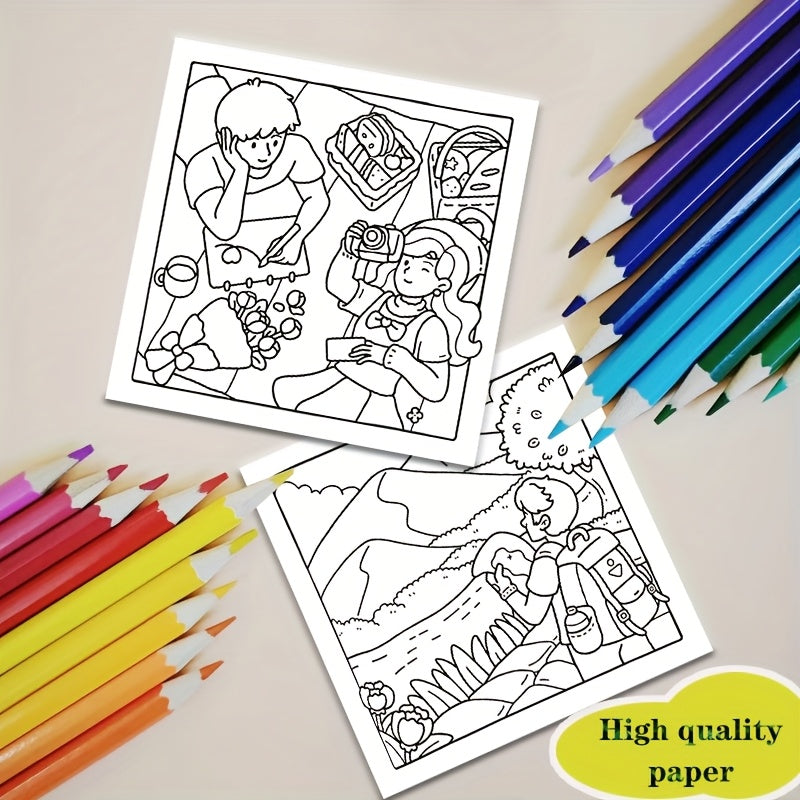 Adult Coloring Book 24 Pages 7.9x7.22 Vibrant Illustrations