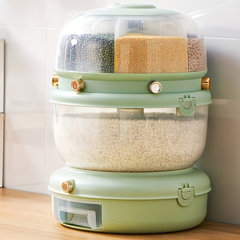 Rotary Rice Bucket Sealed Insect & Moisture-proof Double Layer Grain Storage Box