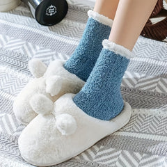 6 7 Pairs Plush Floor Socks Comfy & Soft Mid Tube Socks Women's Stockings
