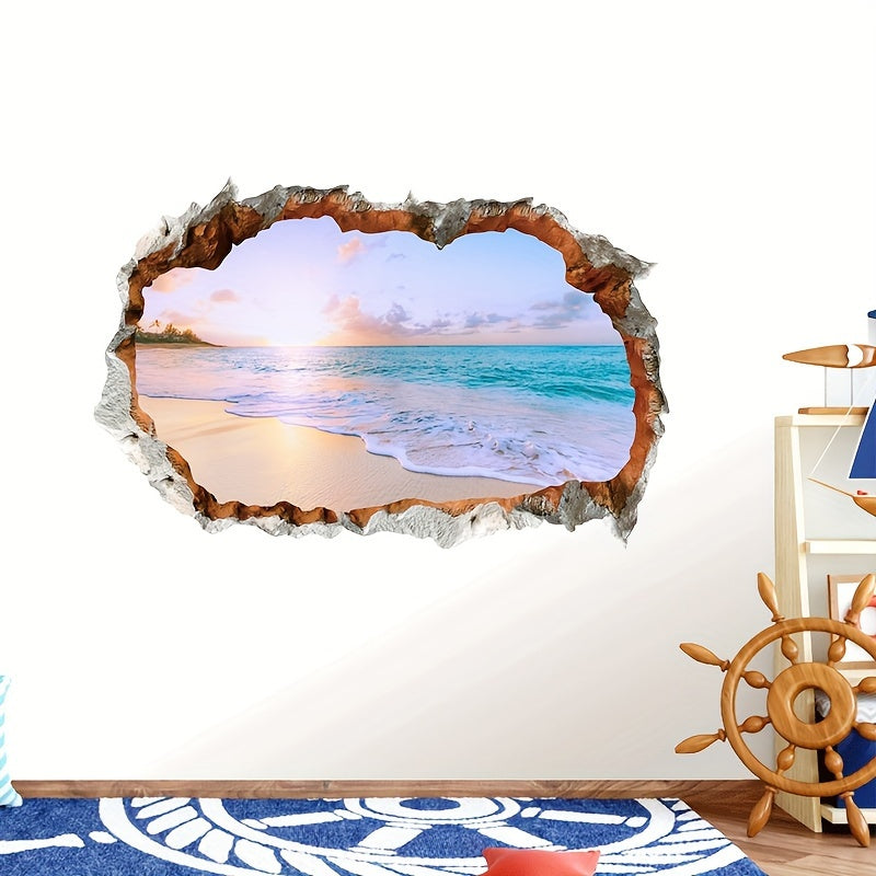 Dreamy Sky Waves Beach Wall Sticker 23.6x15.7inch