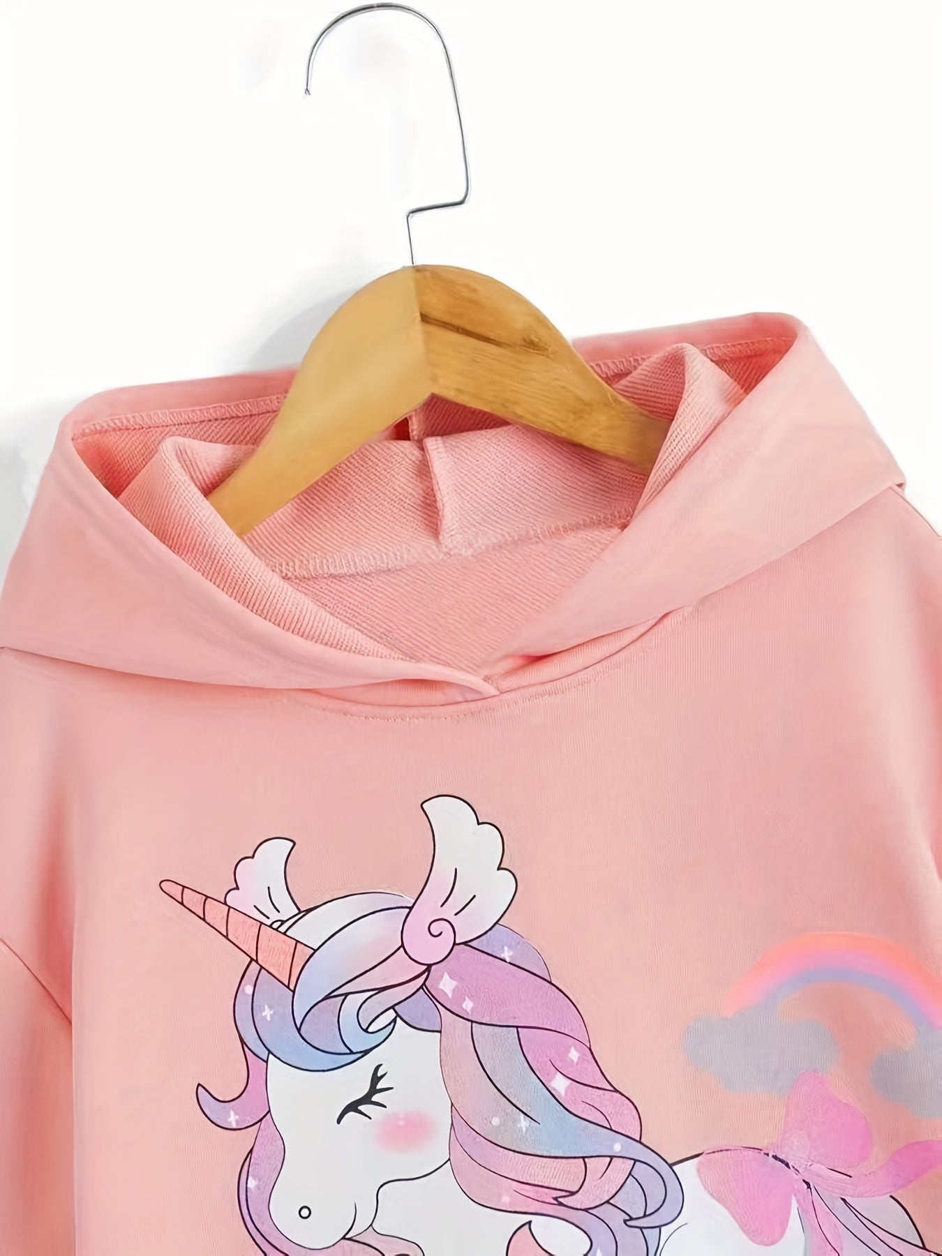 Girls' Unicorn Print Hooded Sweatshirt Pullover for Kids Spring Fall
