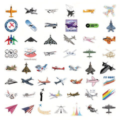 50pcs Aircraft Waterproof Decals For Bottles Laptop Luggage