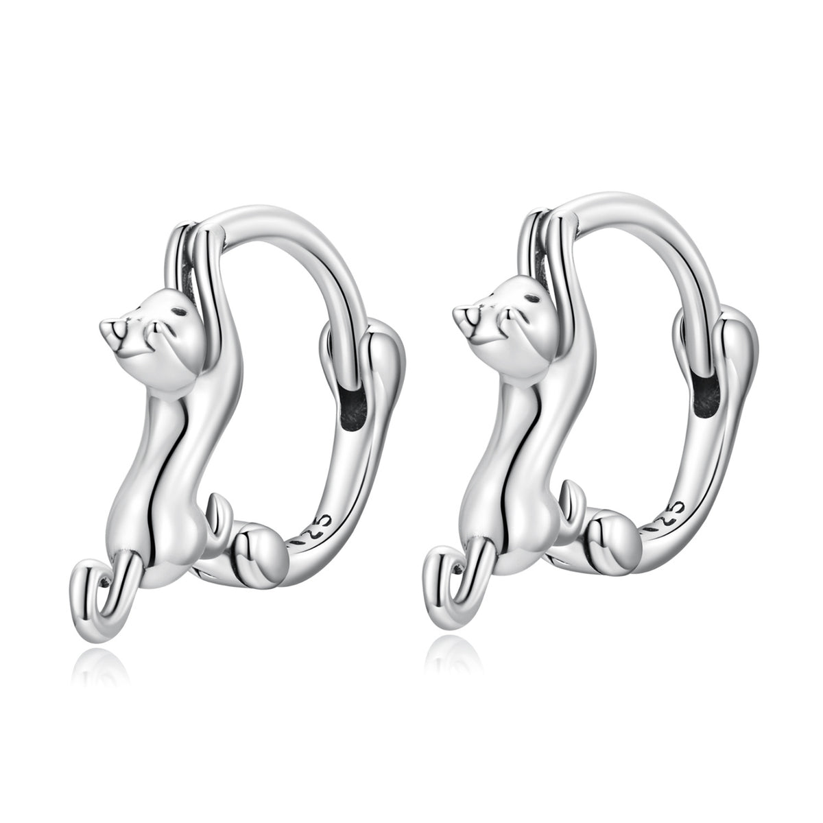 925 Silver Cat Ear Buckle Stretch Circle Stud Earrings