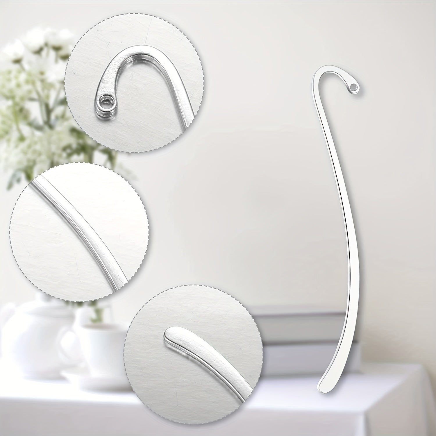 15pcs Silver Plated Smooth Bookmark Charms for Jewelry Making