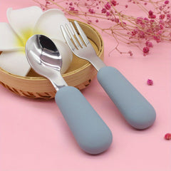 2pcs Stainless Steel Toddler Cutlery Baby Fork & Spoon Set